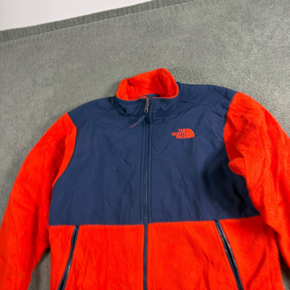 The North Face Boys Denali Fleece Jacket Orange Navy Blue Large 14/16 Full Zip